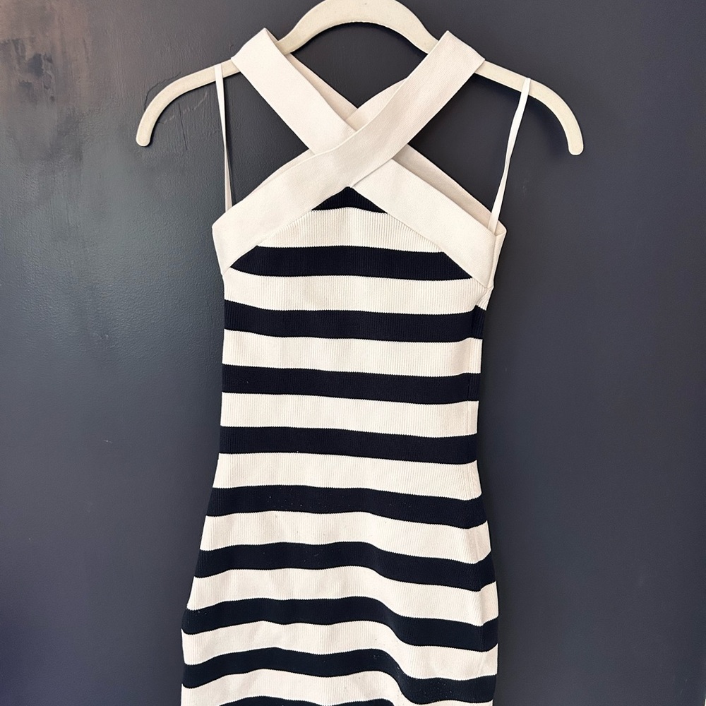 Navy and White Striped Dress